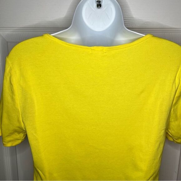J.Crew Factory Yellow Fitted Short Sleeve Cotton T-Shirt Ribbed Deep VNeck M - Picture 7 of 10